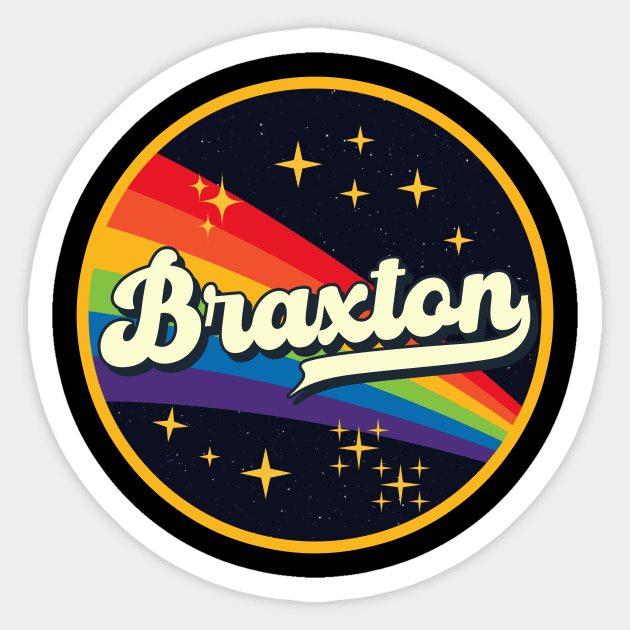 Braxton // Rainbow In Space Vintage Style Sticker by LMW Art